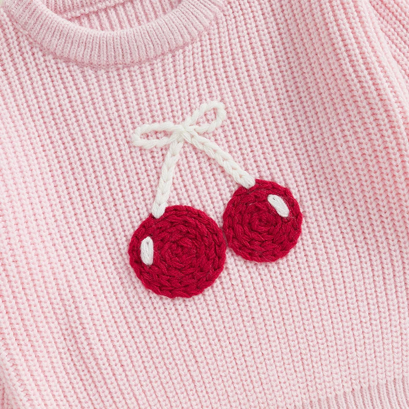 Cherry Embroidery Knit Sweater