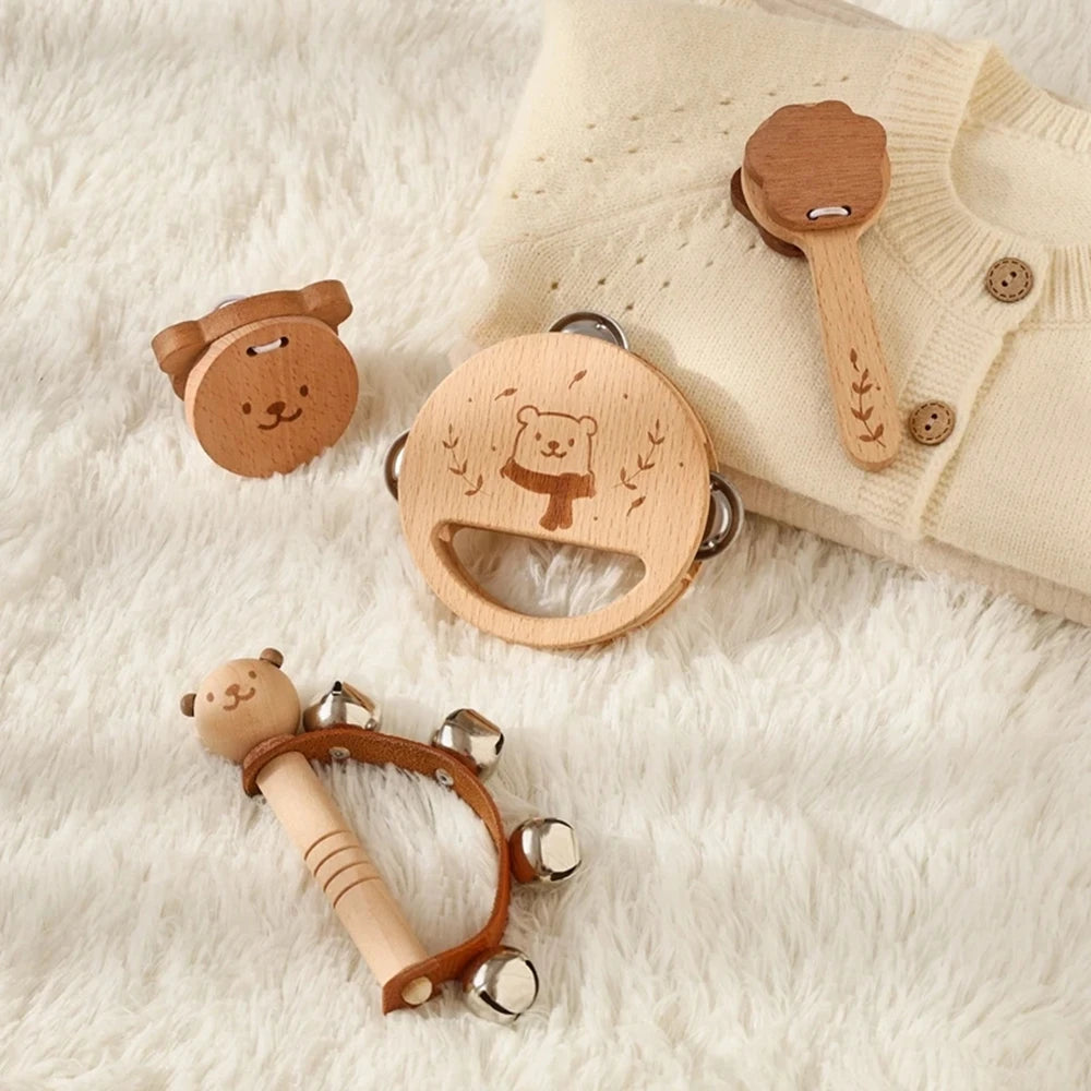 Wooden Rattle Musical Baby Toys
