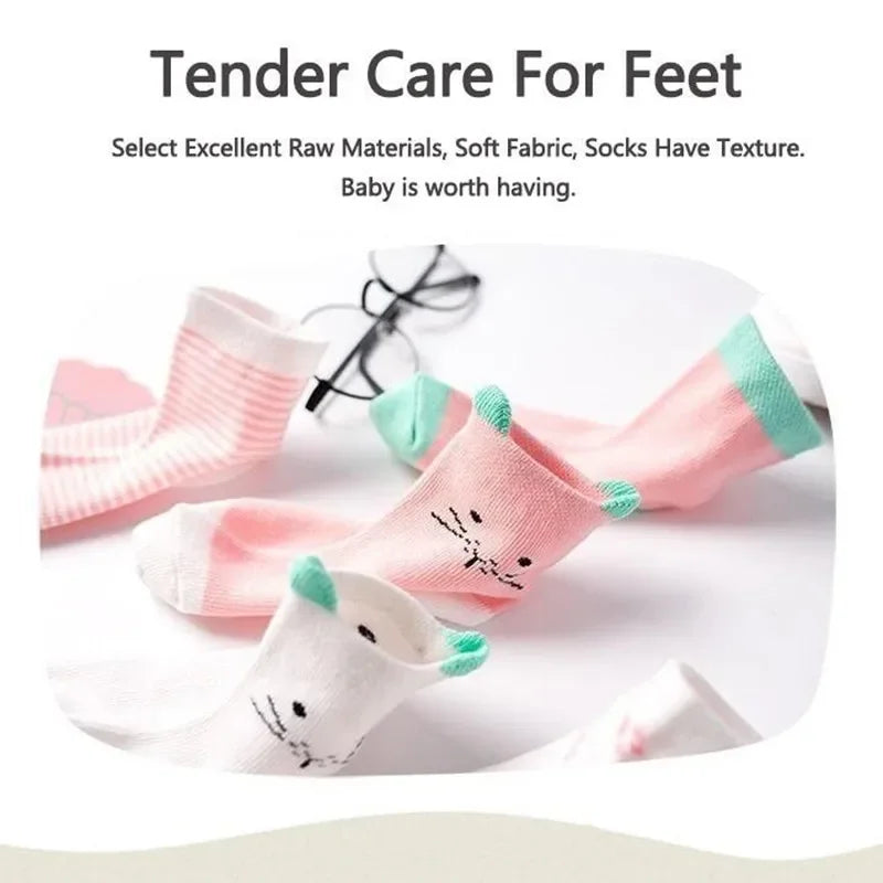 5 Pairs Cute Cat Baby Socks