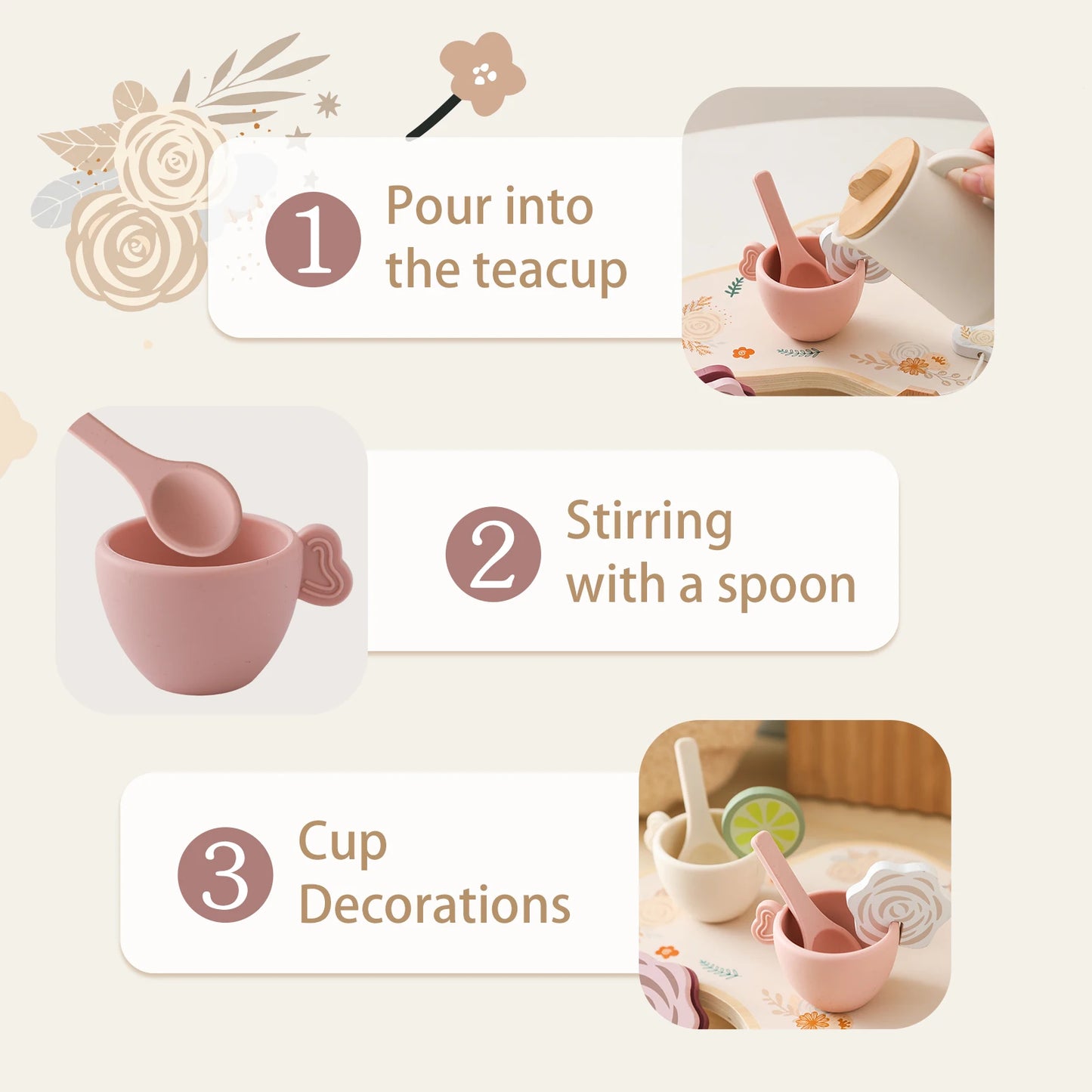 Tea Set Wooden Pretend Play Toys
