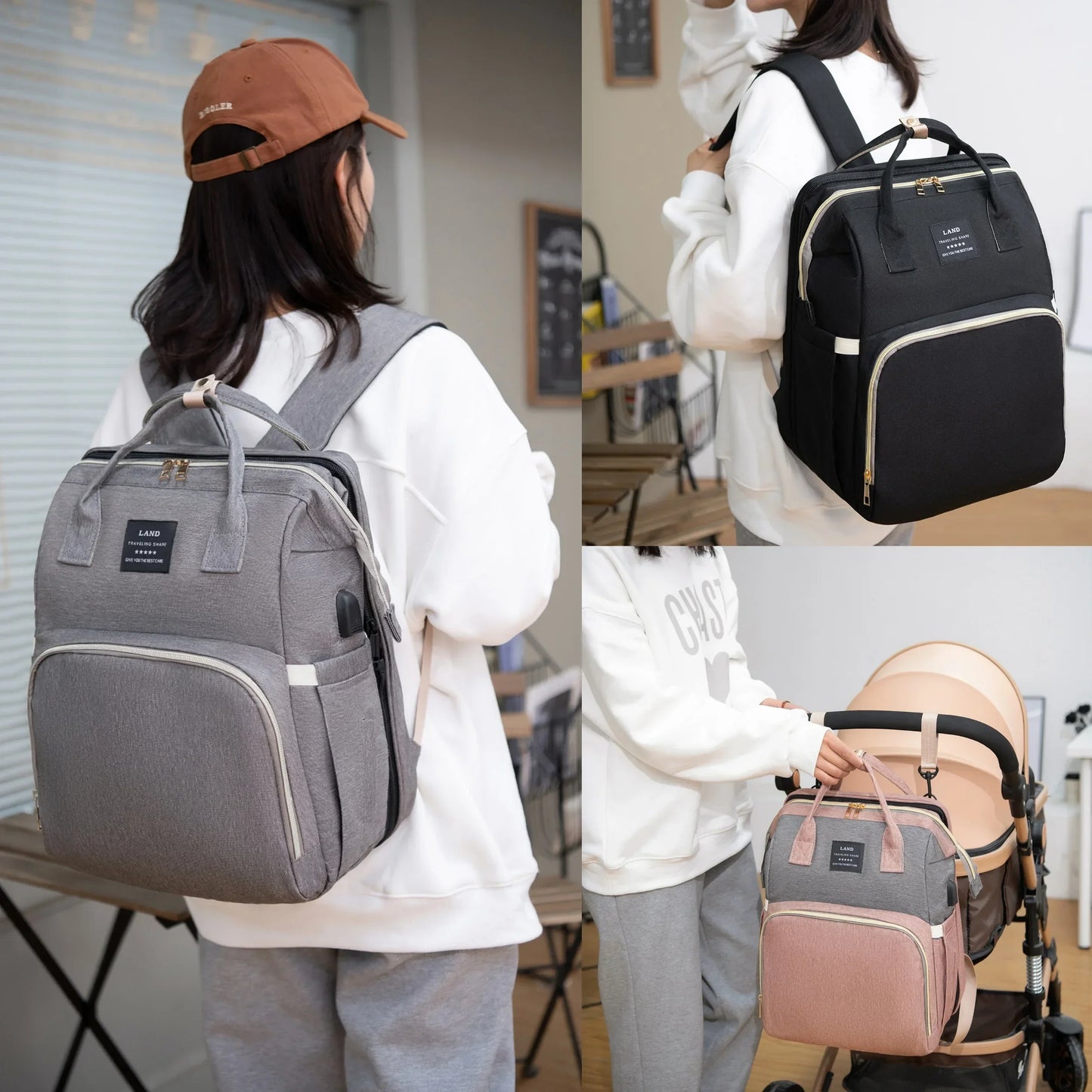 Backpack with Crib Bed & Diaper Bag