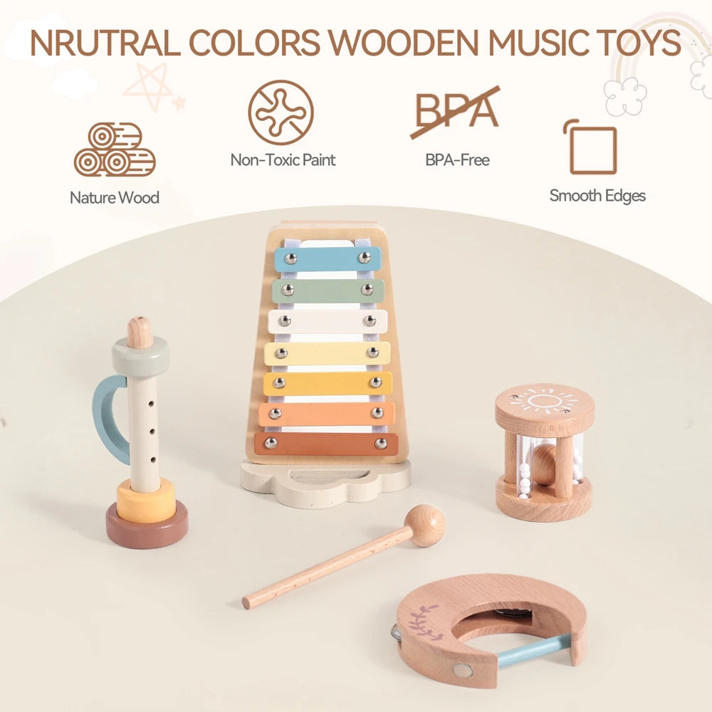Wooden Rattle Musical Baby Toys
