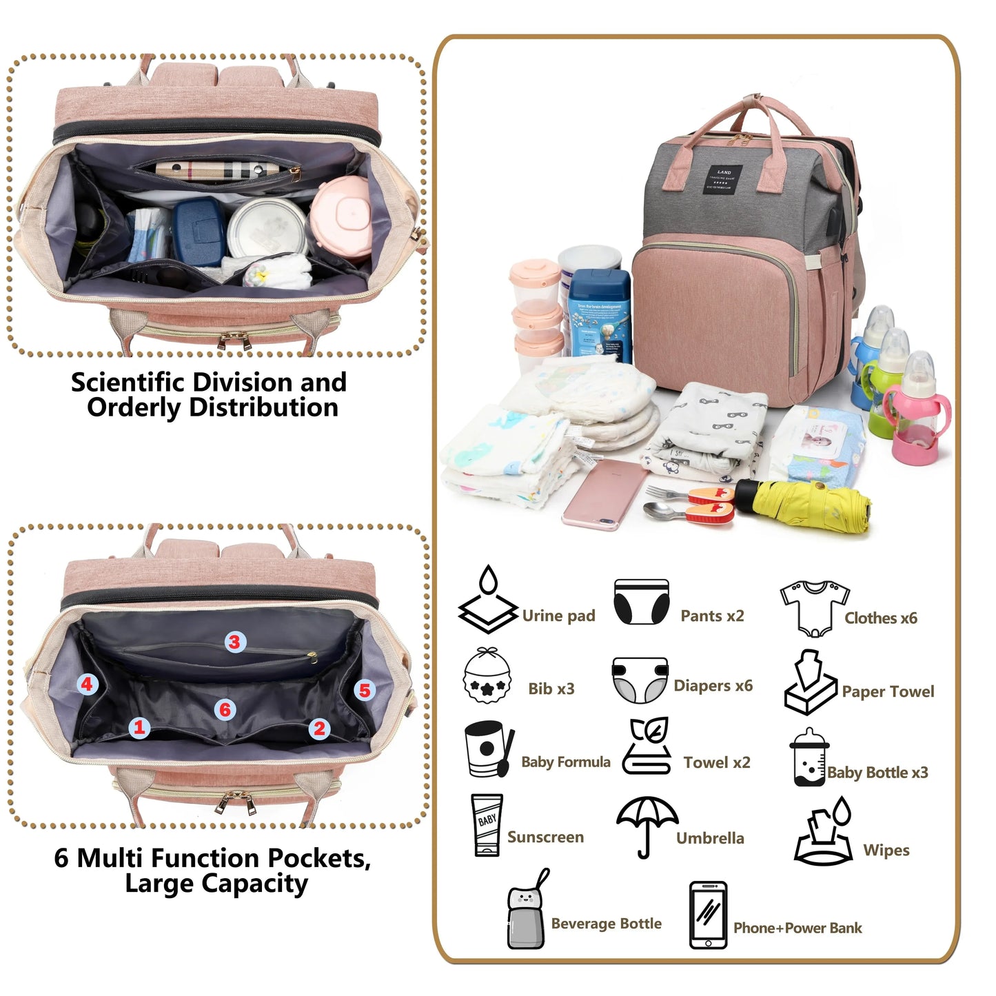 Backpack with Crib Bed & Diaper Bag