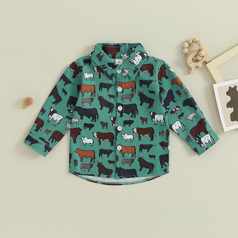 Cow Print Long Sleeve Tops