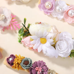 Baby Girls' Artificial Flower Headband, 3-Piece Set