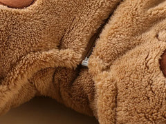 Baby Bear Hooded Winter Romper, Warm Cotton Jumpsuit