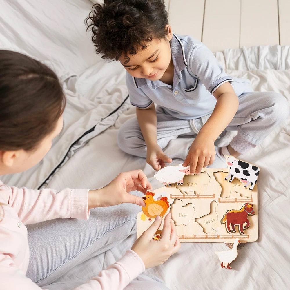 Wooden Animal Puzzles Baby Toys