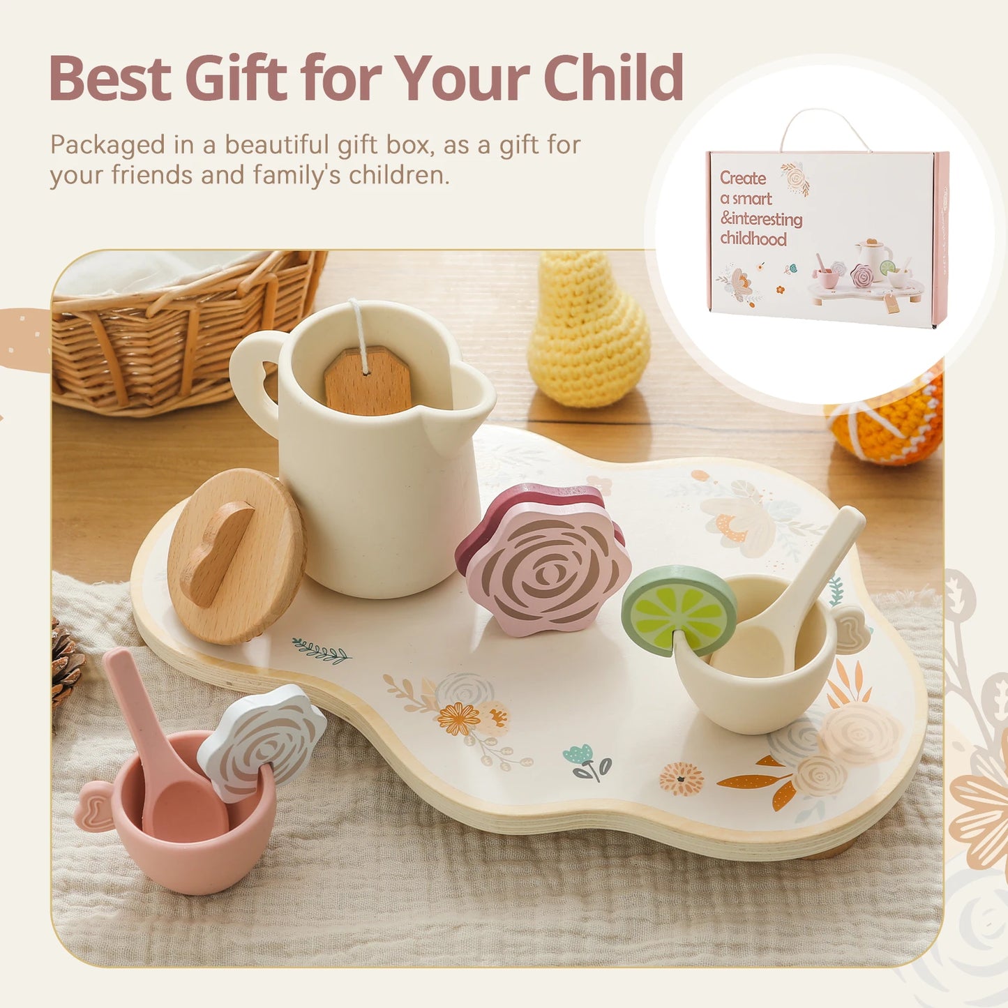 Tea Set Wooden Pretend Play Toys