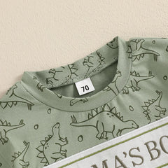 Baby Boys' Dinosaur Romper, Short-Sleeve Summer Bodysuit