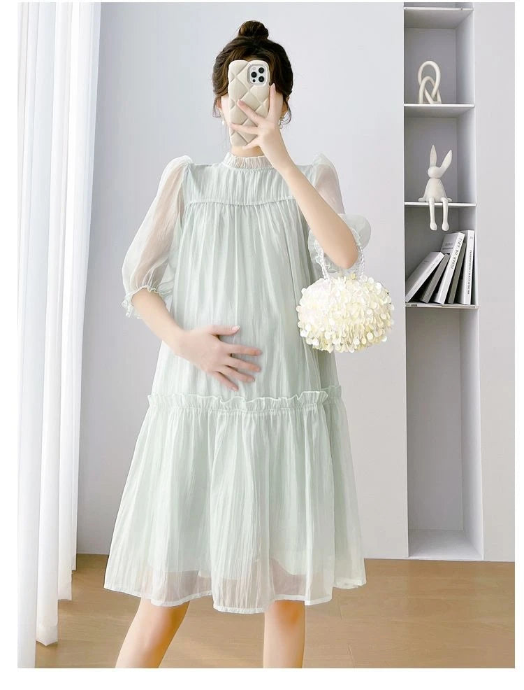 Doll Collar Chiffon Maternity Dresses