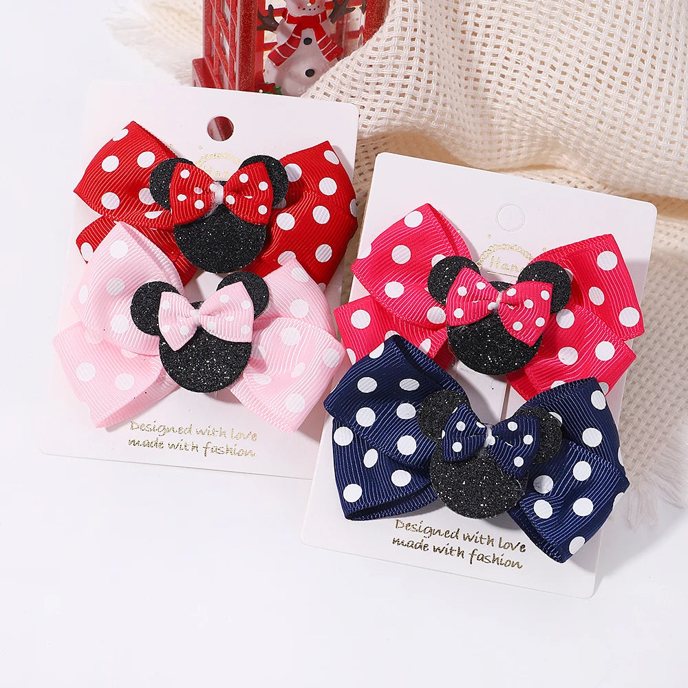 Polka Dot Bow Hair Clips