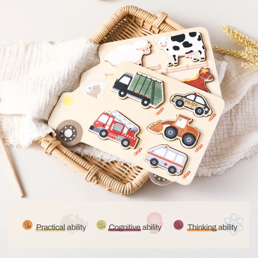 Wooden Animal Puzzles Baby Toys