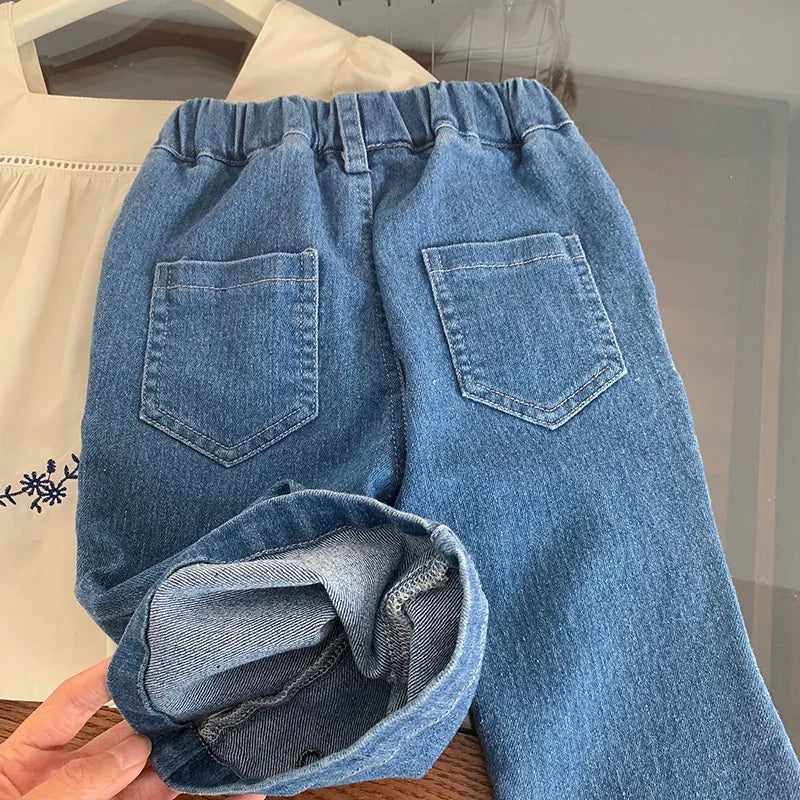 Embroidered Blouse and Heart Jeans