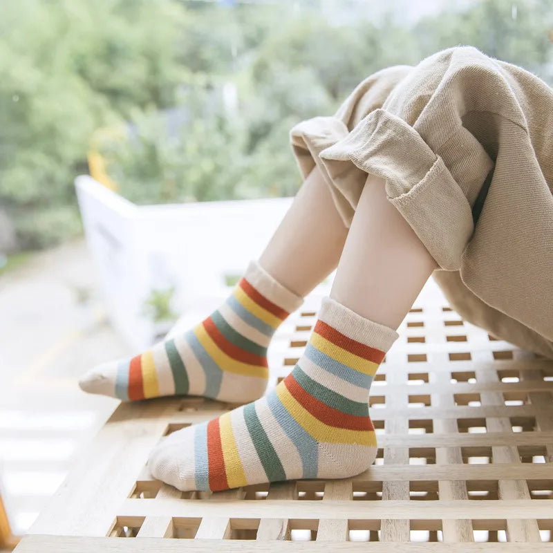 Cartoon Striped Ankle Kids Socks