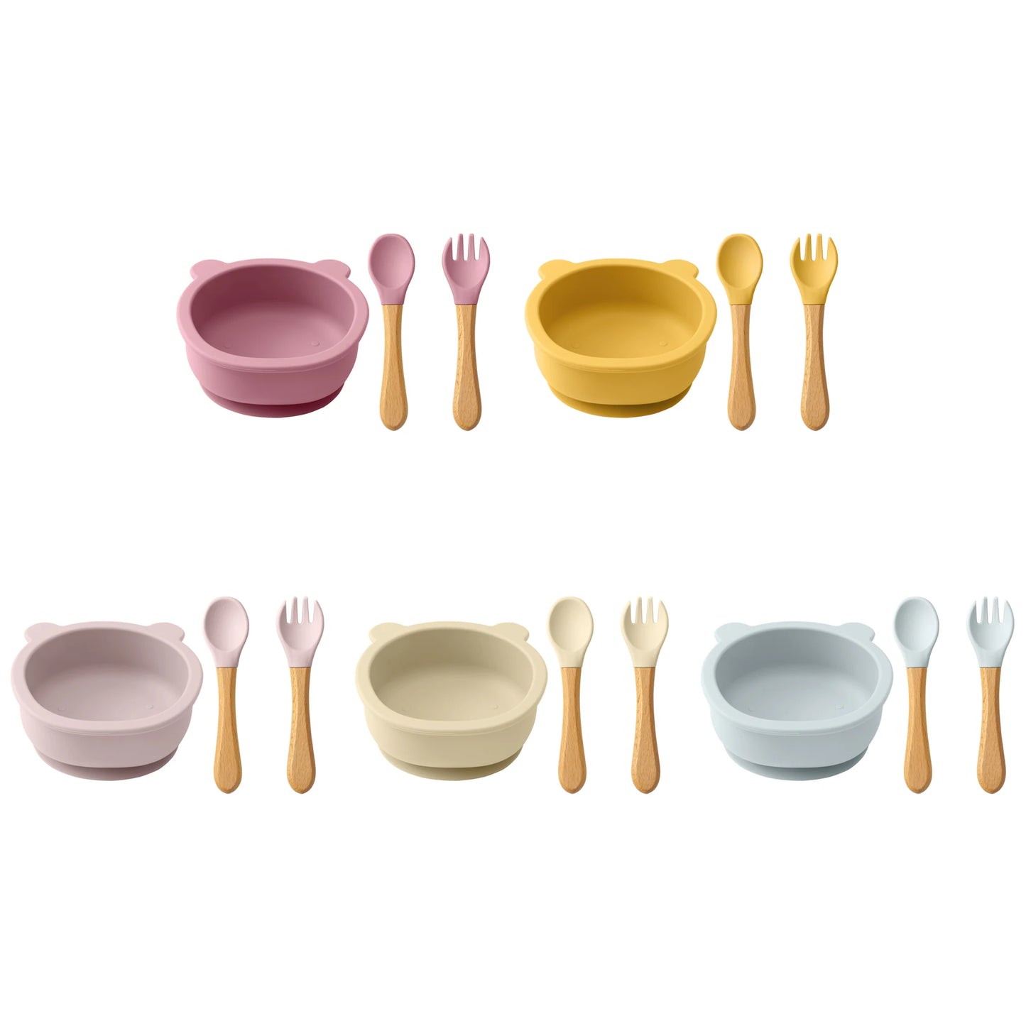 Wooden Handle Spoon Fork Bowl
