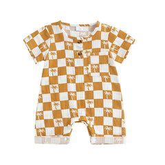 Checkered Tree Print Playsuit