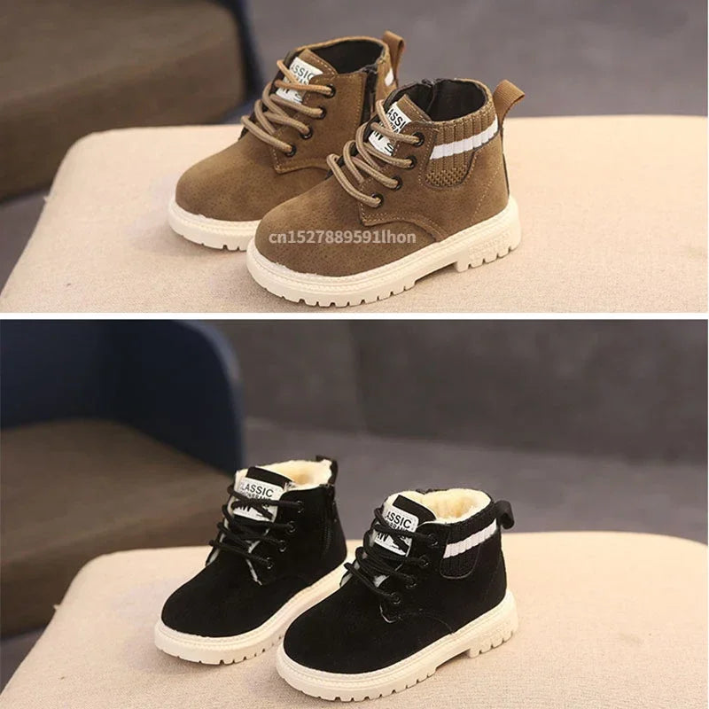 2 Style Plush Kids Winter Boots