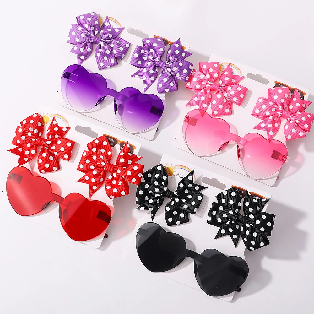 3Pcs/set Kids Hairpin Sun Glasses Set