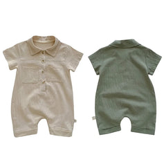Lapel Button Up Romper