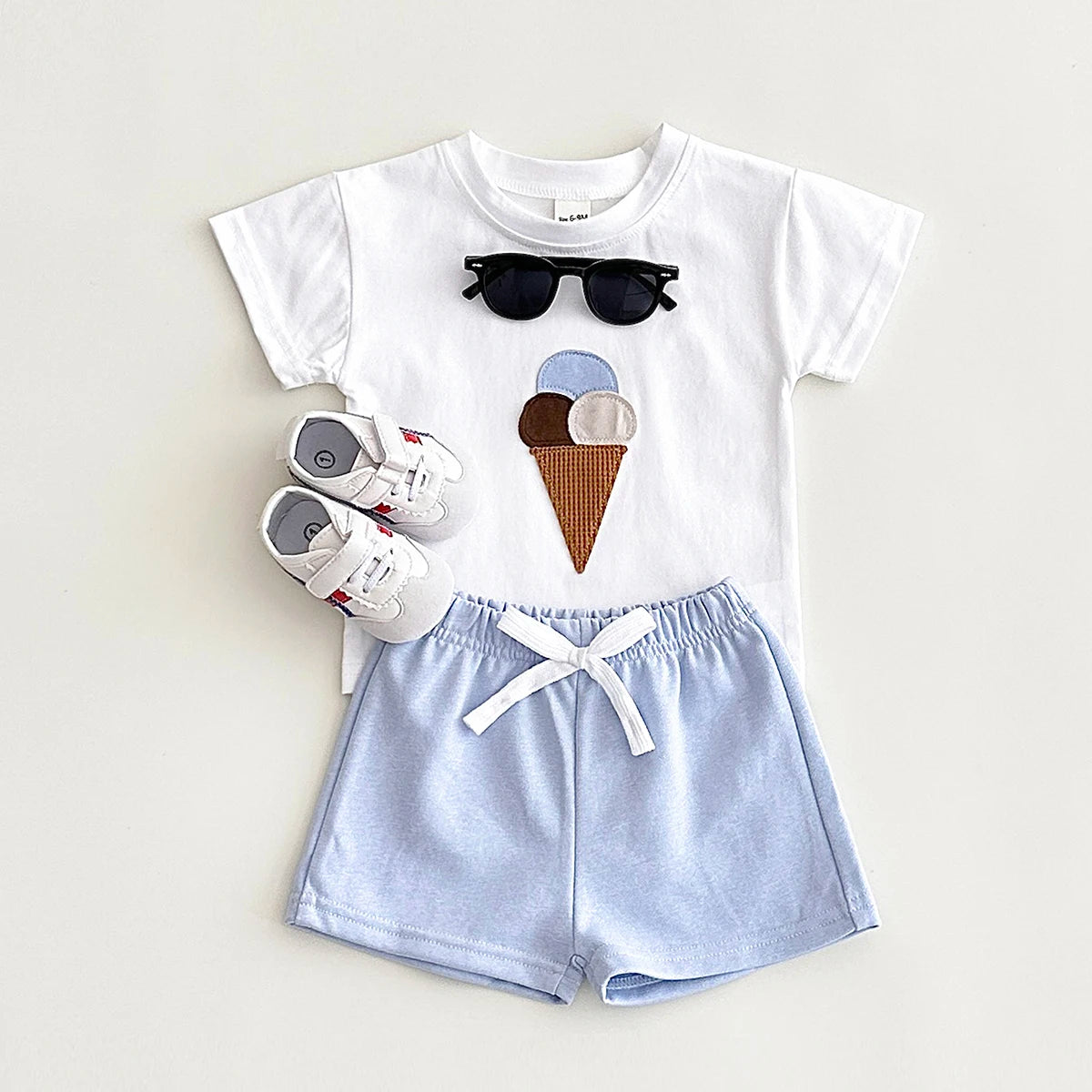 Baby Ice Cream Print T-shirt+Shorts