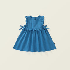 Ruffled Blue Vest Style Dress for Girls