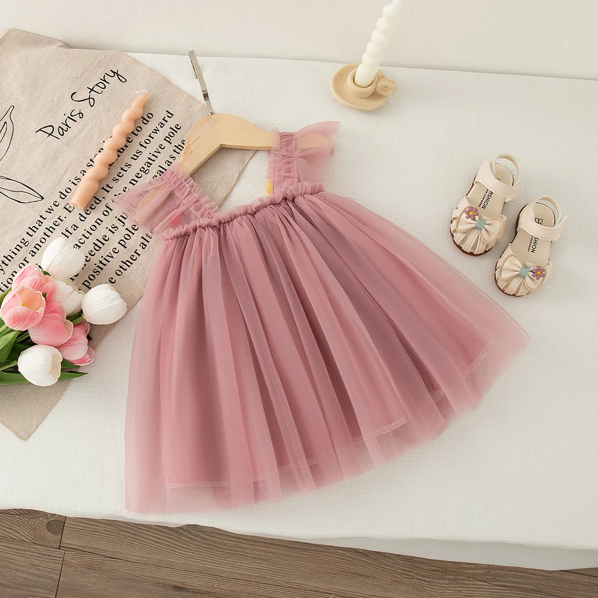 Baby Girl Dresses Summer Mesh Flower Girl Dresses Cute Halter Girl Princess Dresses Baby Clothes Girl 
