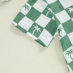Checkered Tree Print Playsuit