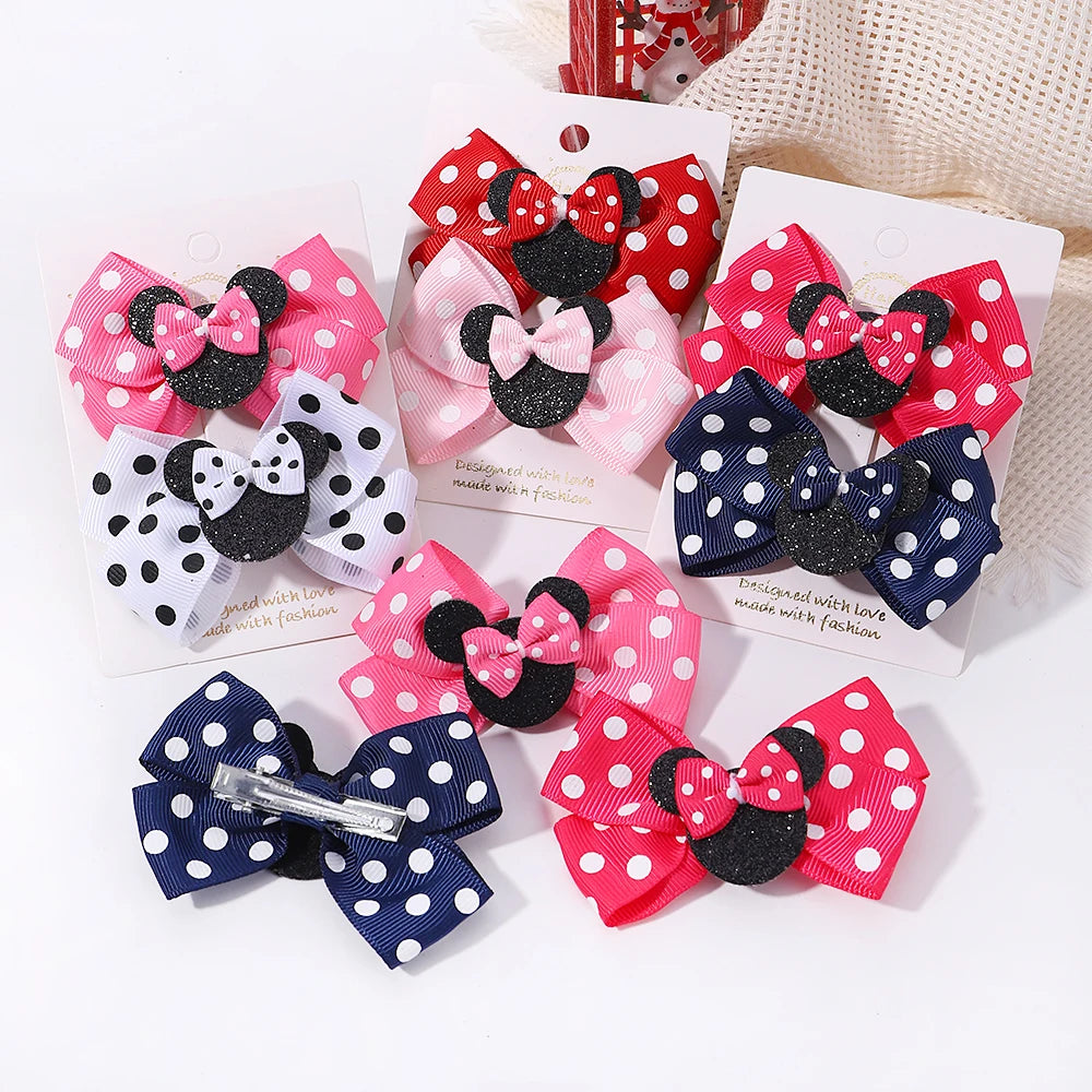 Polka Dot Bow Hair Clips