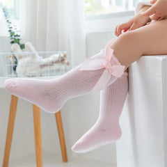 Baby Girls' Non-Slip Knee Socks, 3 Pairs with Bows