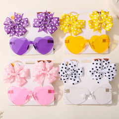 Kids' Heart Sunglasses and Hair Clip Set, 3 Pieces