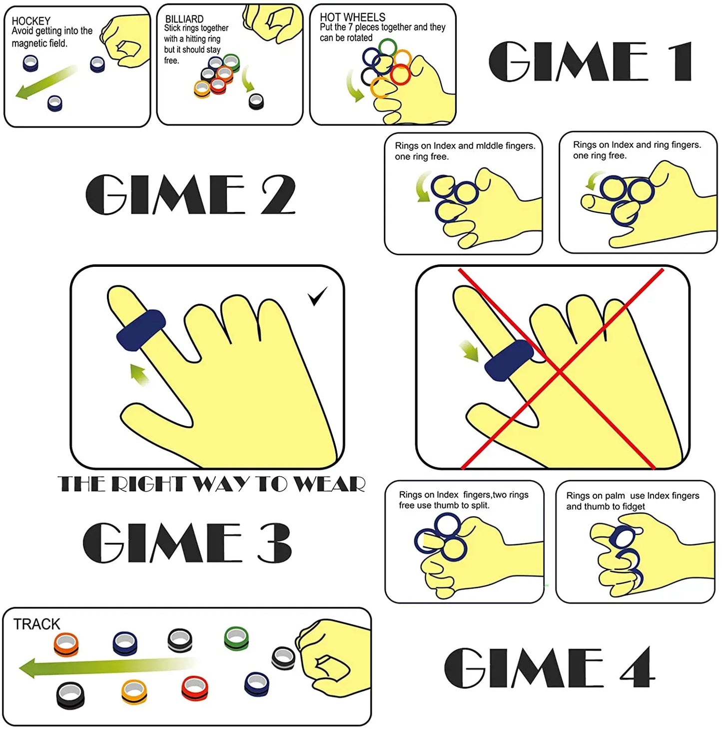 3pcs Finger Magnetic Colorful Toy