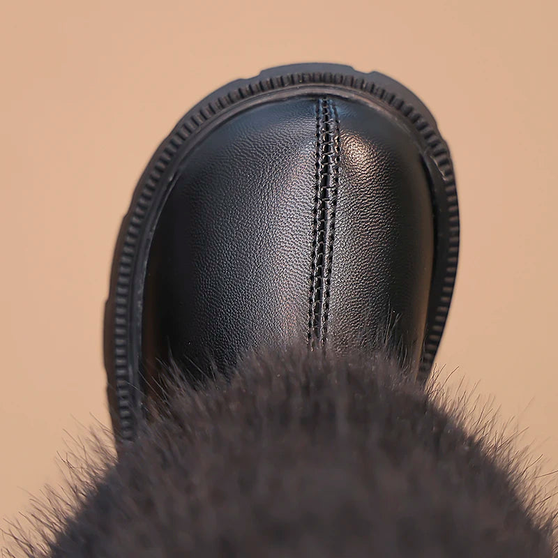 Girls High Warm Leather Boots