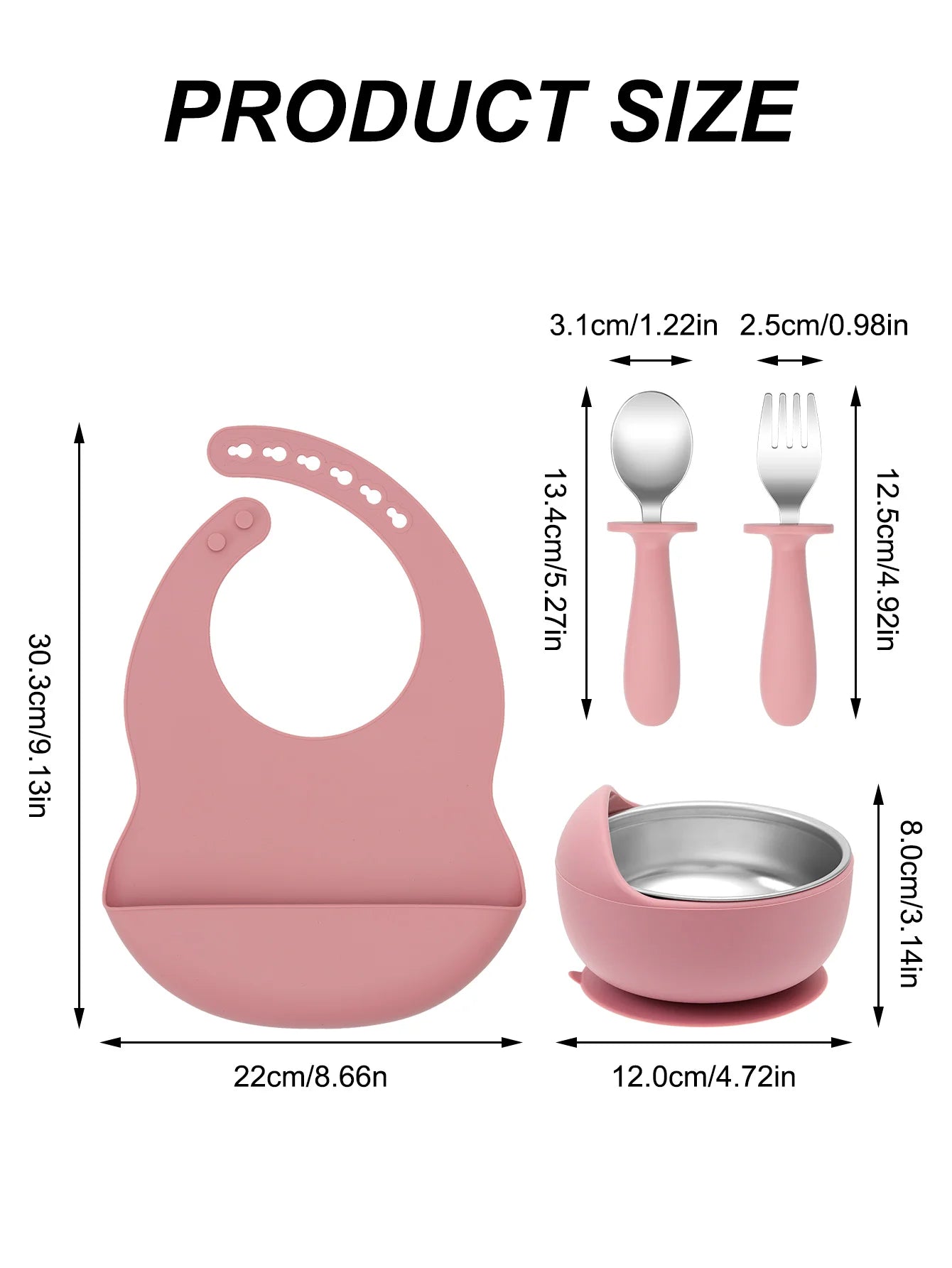 4PCS Stainless Steel Baby Feeding Set