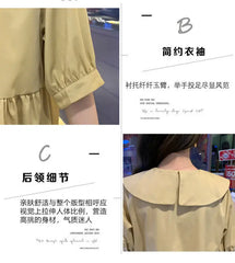 Collar Ruffled Patchwork Maternity Dress