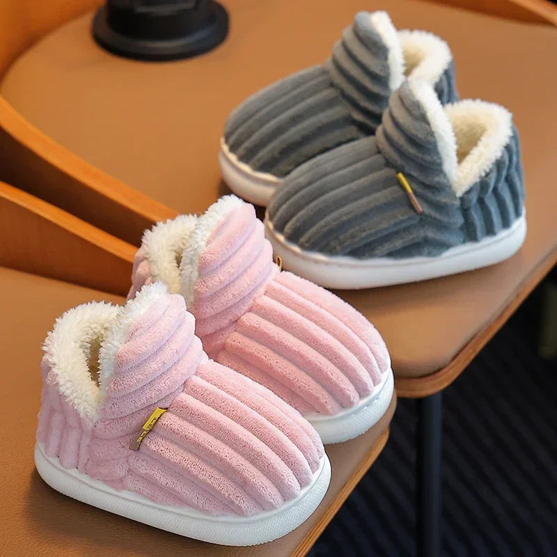 Stripe Plush Slippers
