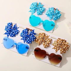 Kids' Heart Sunglasses and Hair Clip Set, 3 Pieces