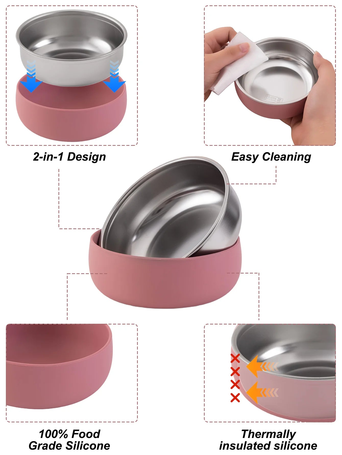2PCS Stainless Steel Dishes