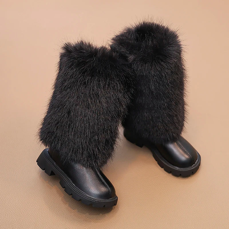Girls High Warm Leather Boots