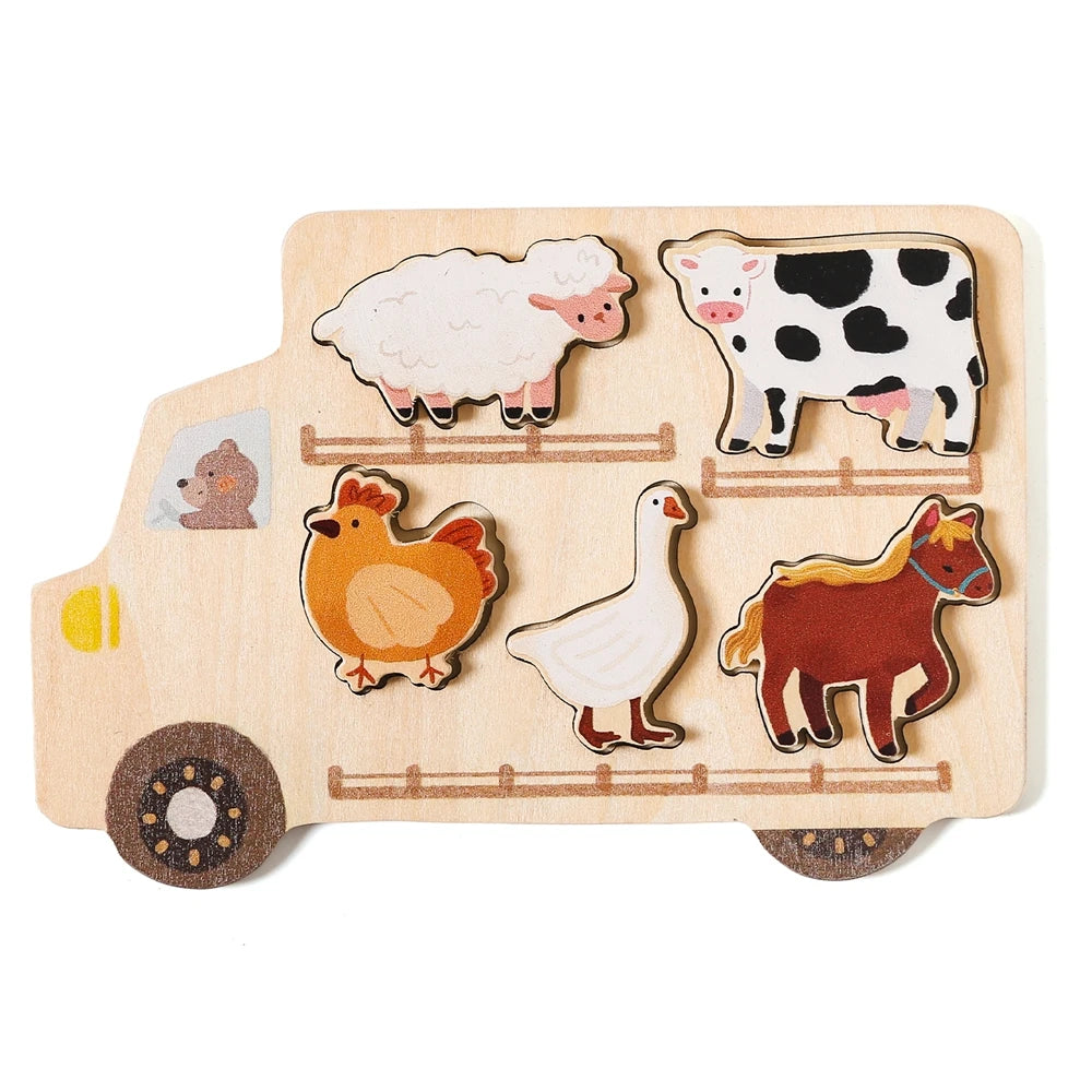 Wooden Animal Puzzles Baby Toys