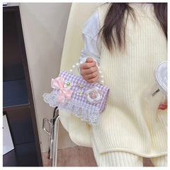 Flower Plaid Handbag for Girls (Ages 2-4)