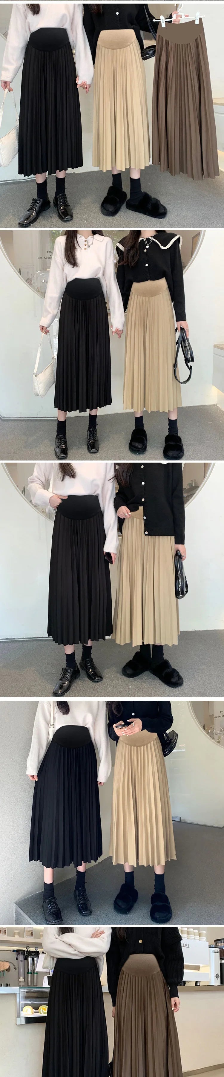 Pleated Thick Warm Maternity Skirts