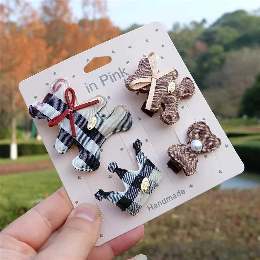 Plaid Hair Clips Set