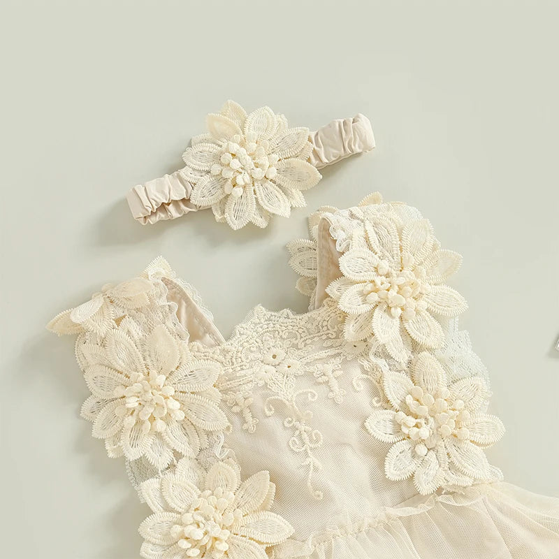 Floral Lace Embroidery Romper Dress - PAMU8
