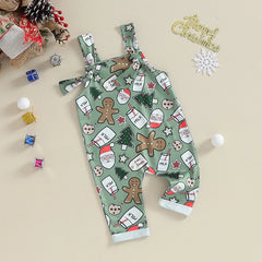 Cartoon Christmas Overall Romper