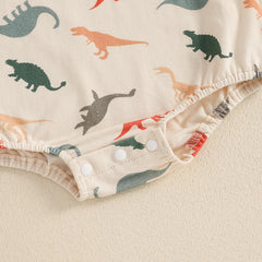 Baby Boys' Dinosaur Romper, Short-Sleeve Summer Bodysuit