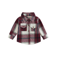 Boy Plaid Shirt Jacket Coat