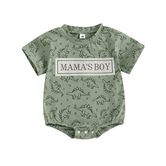 Baby Boys' Dinosaur Romper, Short-Sleeve Summer Bodysuit