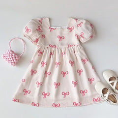 Girls Bow Print Dress