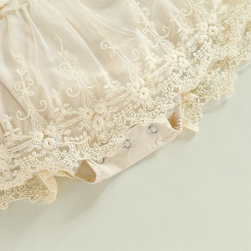 Floral Lace Embroidery Romper Dress - PAMU8