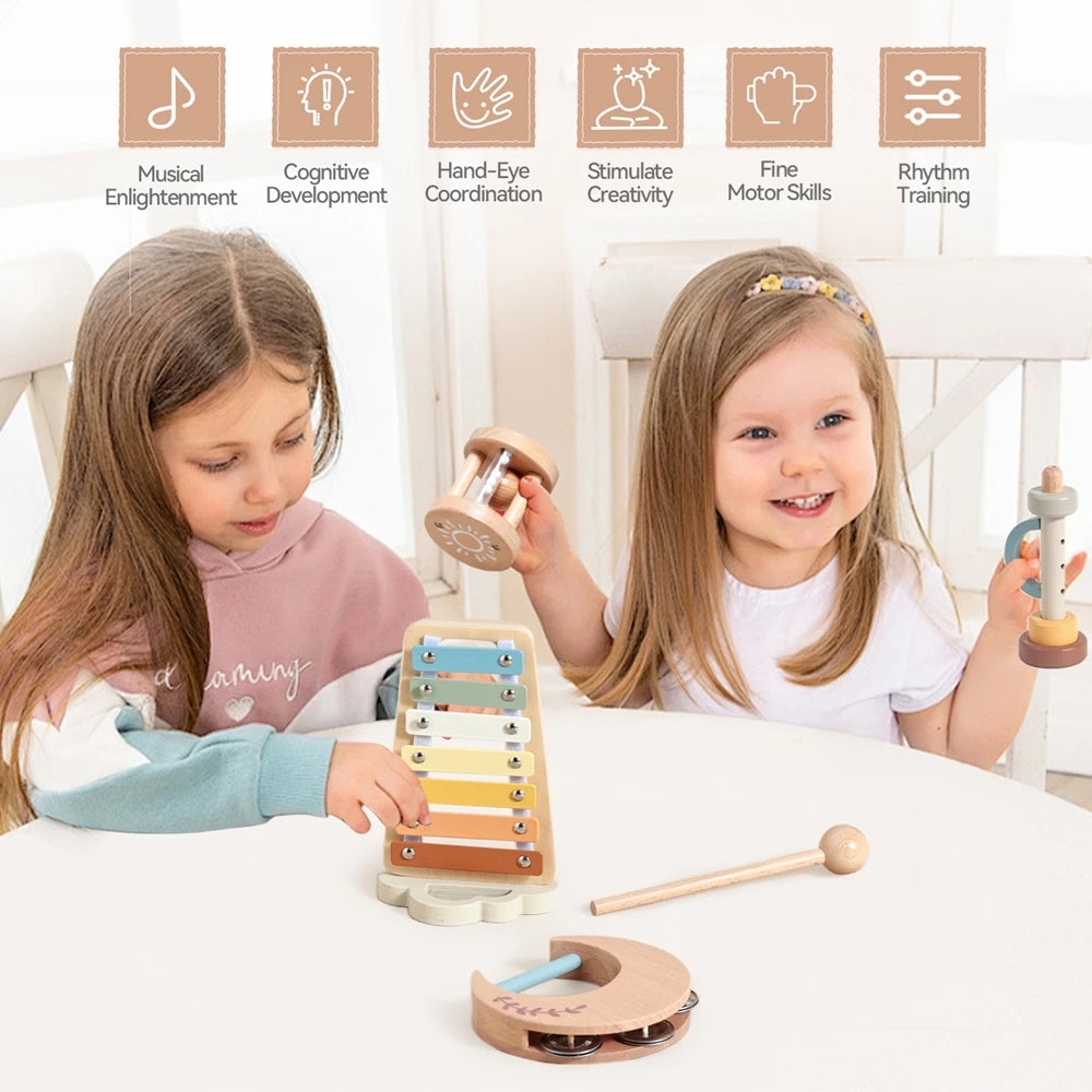 Wooden Rattle Musical Baby Toys